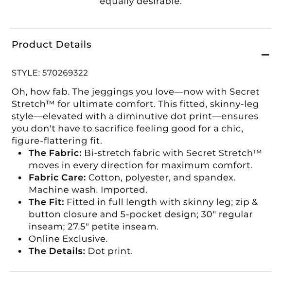 Grey Dot “Secret Stretch” Slim Leg Jeans  { Chicos Size 2 } - Picture 9 of 9